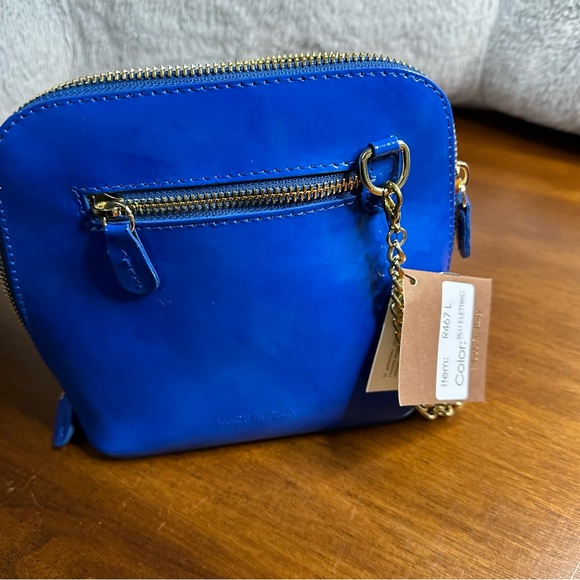 New Pratesi Firenze Blue Electric Italian Leather Crossbody, 6.5”x 7”x 3”. NWT - Picture 10 of 16